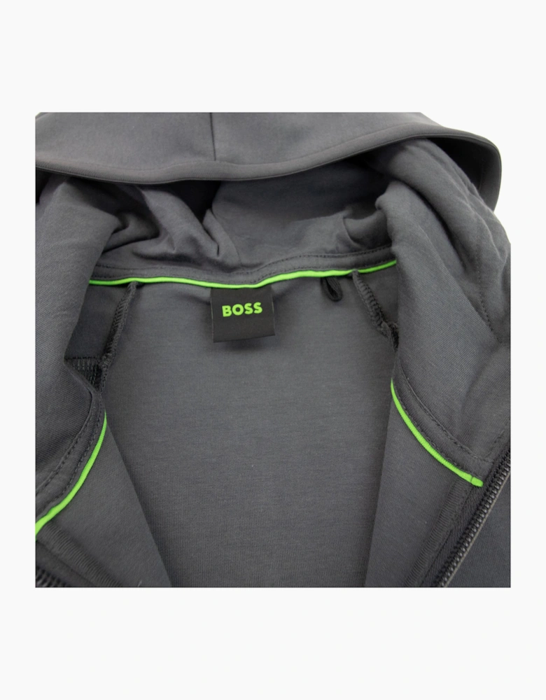 Hugo Boss Saggy 1 Embroidered Logo Zip Up Sweatshirt Dark Grey 027