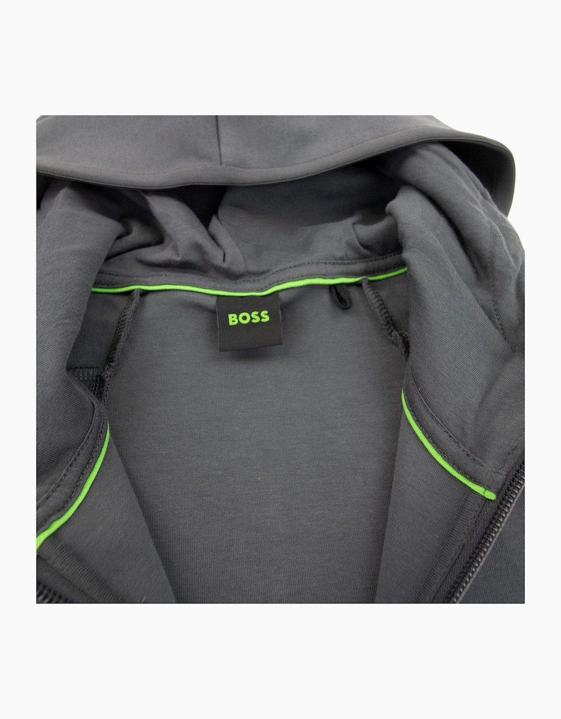 Hugo Boss Saggy 1 Embroidered Logo Zip Up Sweatshirt Dark Grey 027