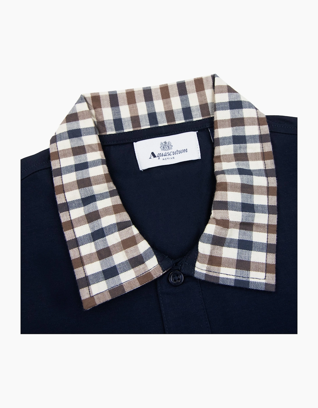 Aquascutum Supima Club Check Rib Polo Navy