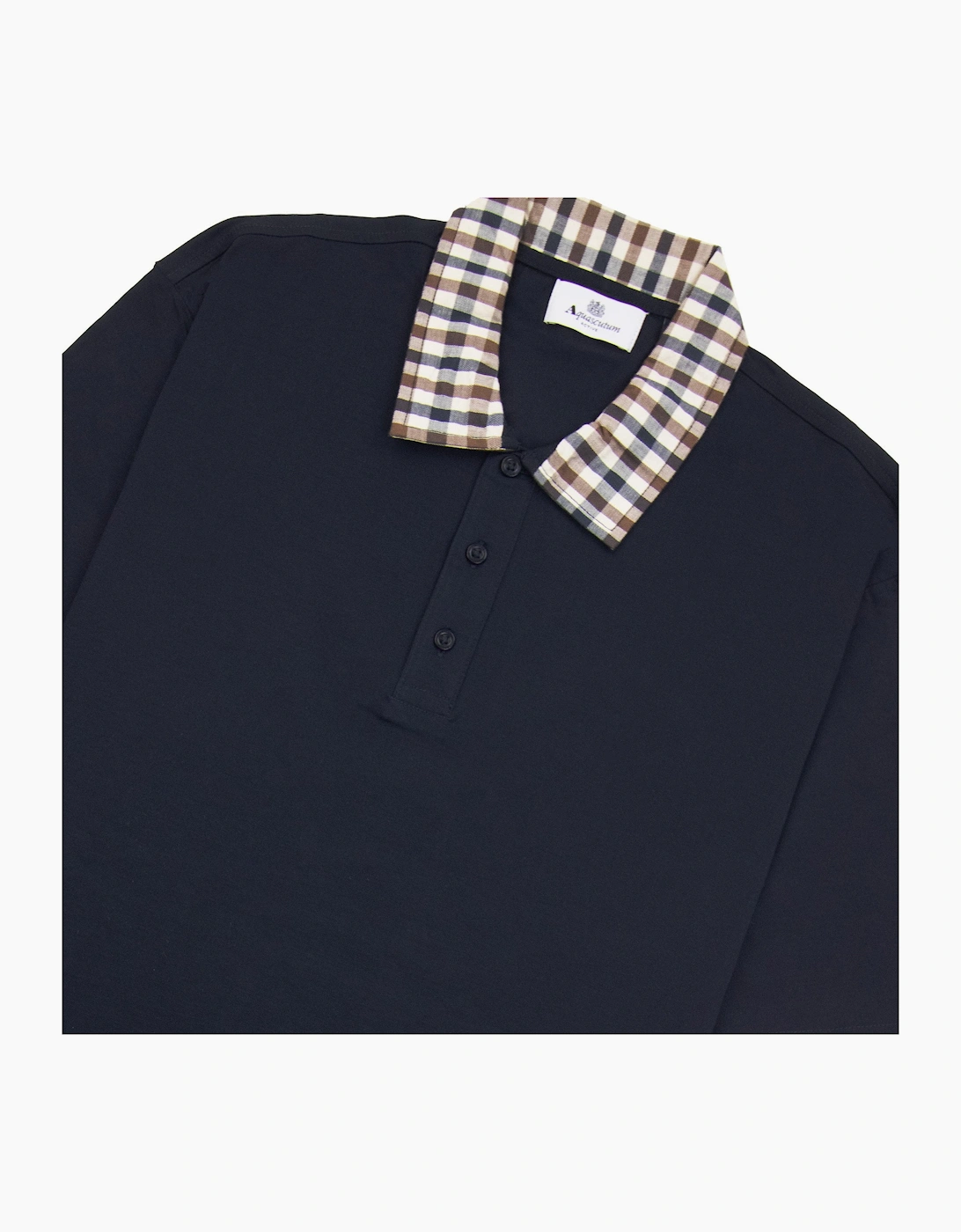 Aquascutum Supima Club Check Rib Polo Navy