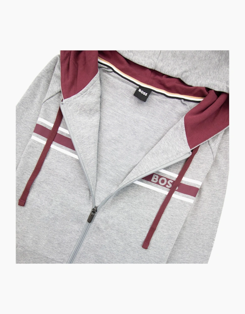 Hugo Boss Authentic Stripe Logo Zip Up Hoody Grey 033