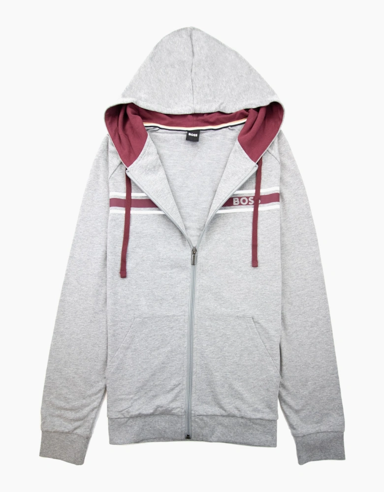 Hugo Boss Authentic Stripe Logo Zip Up Hoody Grey 033