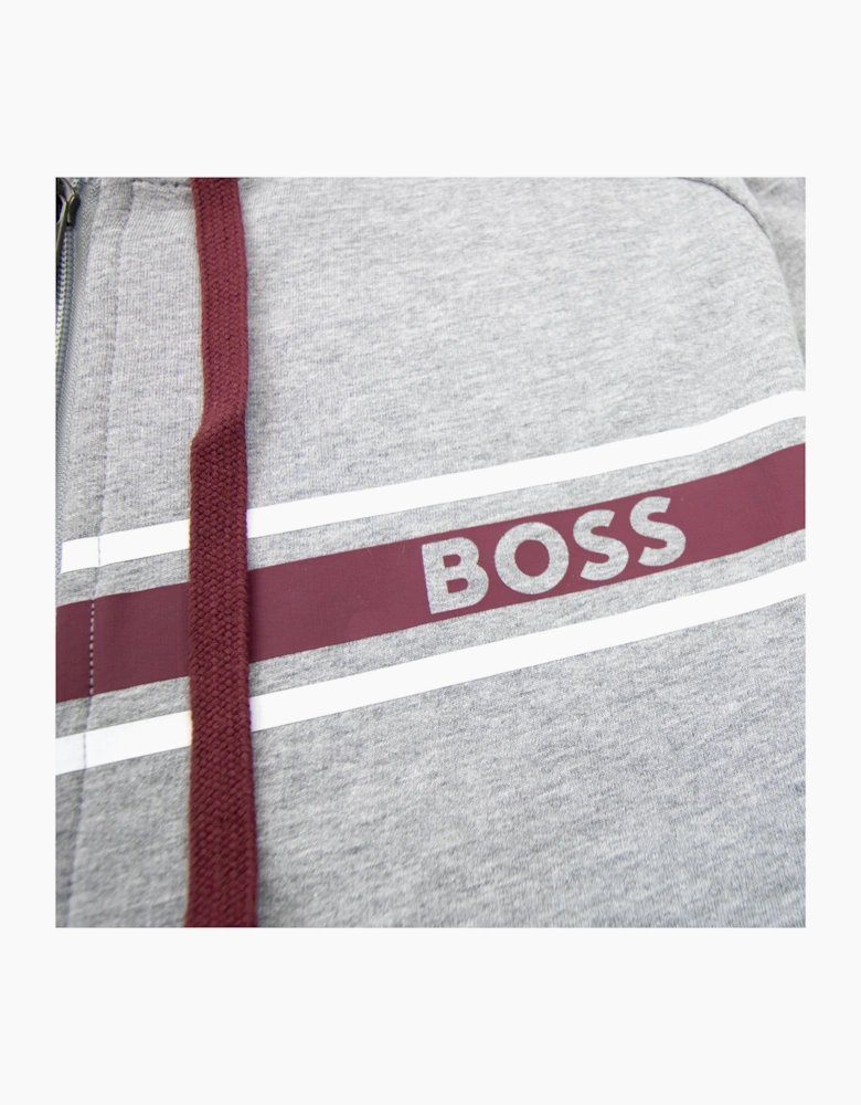 Hugo Boss Authentic Stripe Logo Zip Up Hoody Grey 033