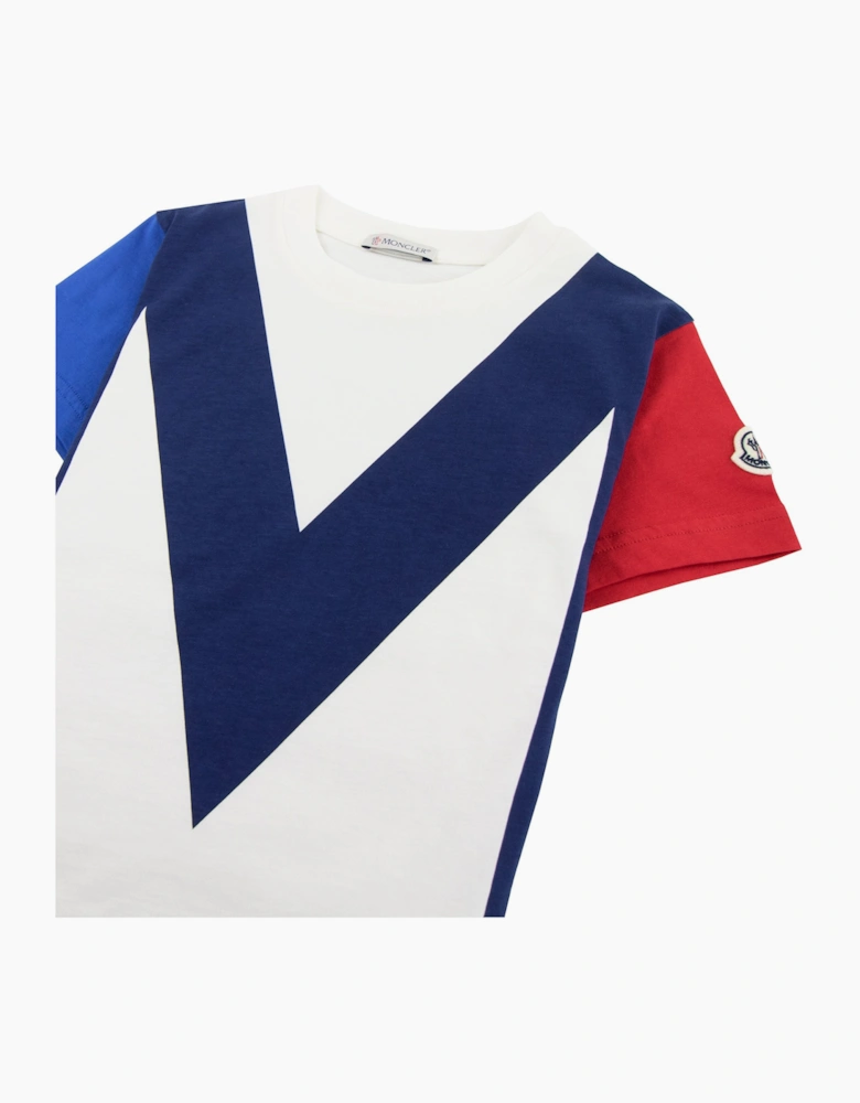 Moncler Junior Tricolore T-shirt White