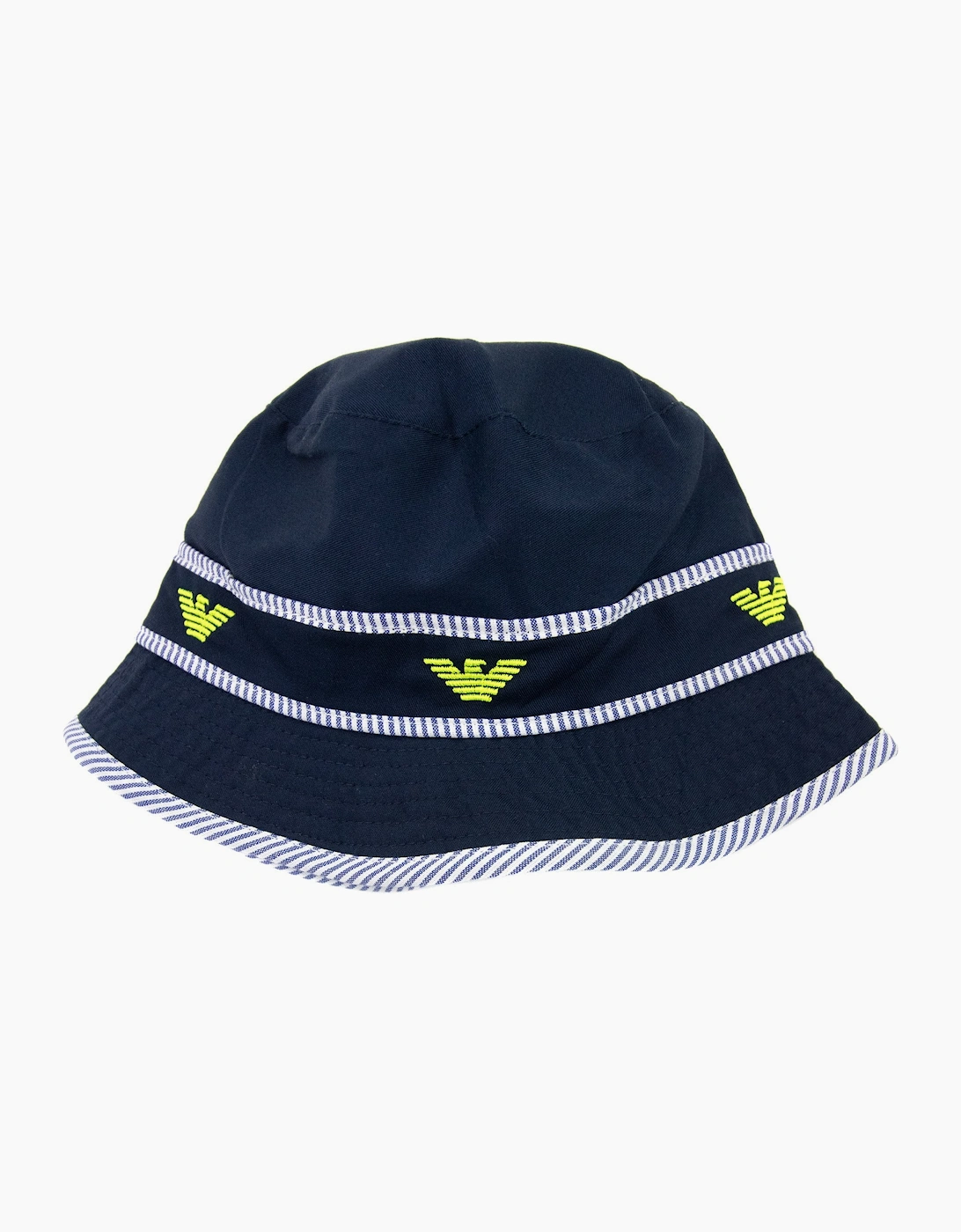 Armani Junior Eagle Logo Bucket Hat Navy Blue