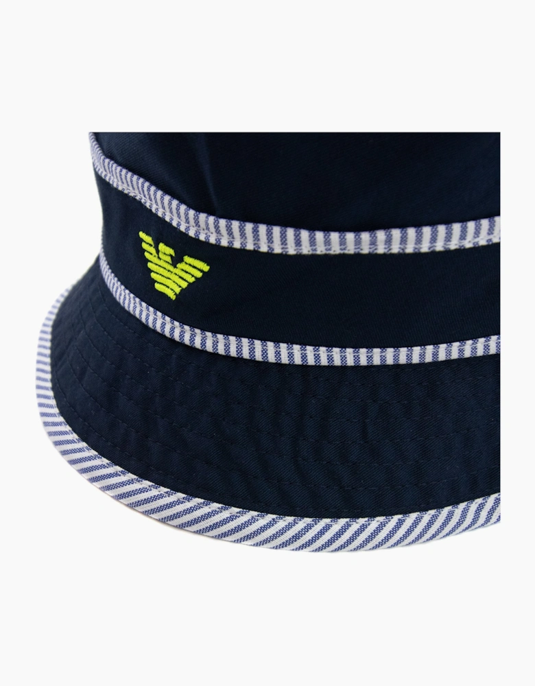 Armani Junior Eagle Logo Bucket Hat Navy Blue