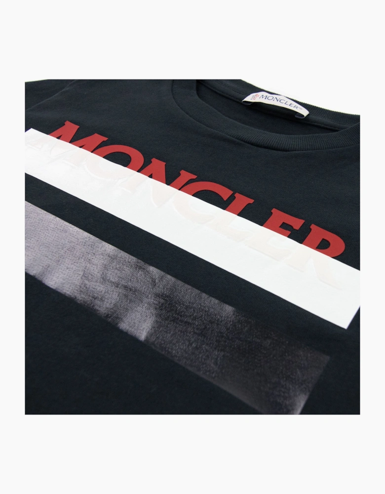 Moncler Junior Rubber Logo Maglia T Shirt Black