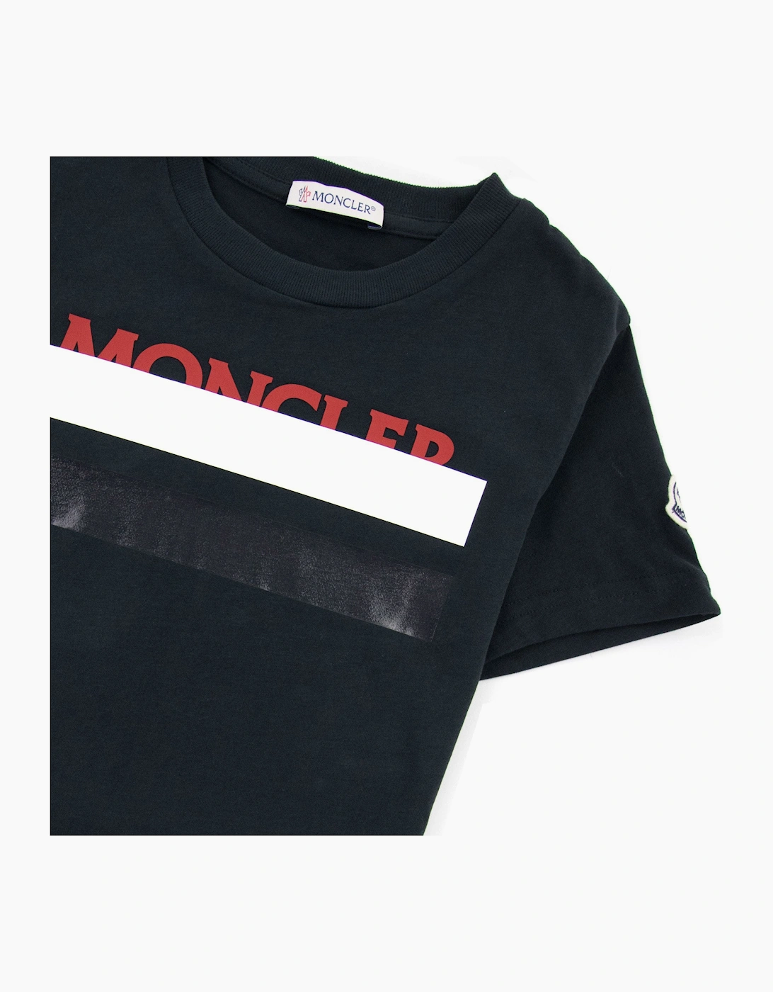 Moncler Junior Rubber Logo Maglia T Shirt Black