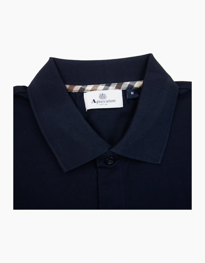 Aquascutum Supima Club Check Sleeves Polo Navy