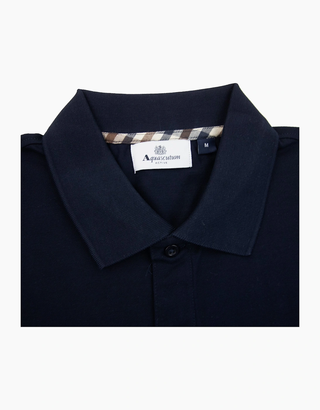 Aquascutum Supima Club Check Sleeves Polo Navy