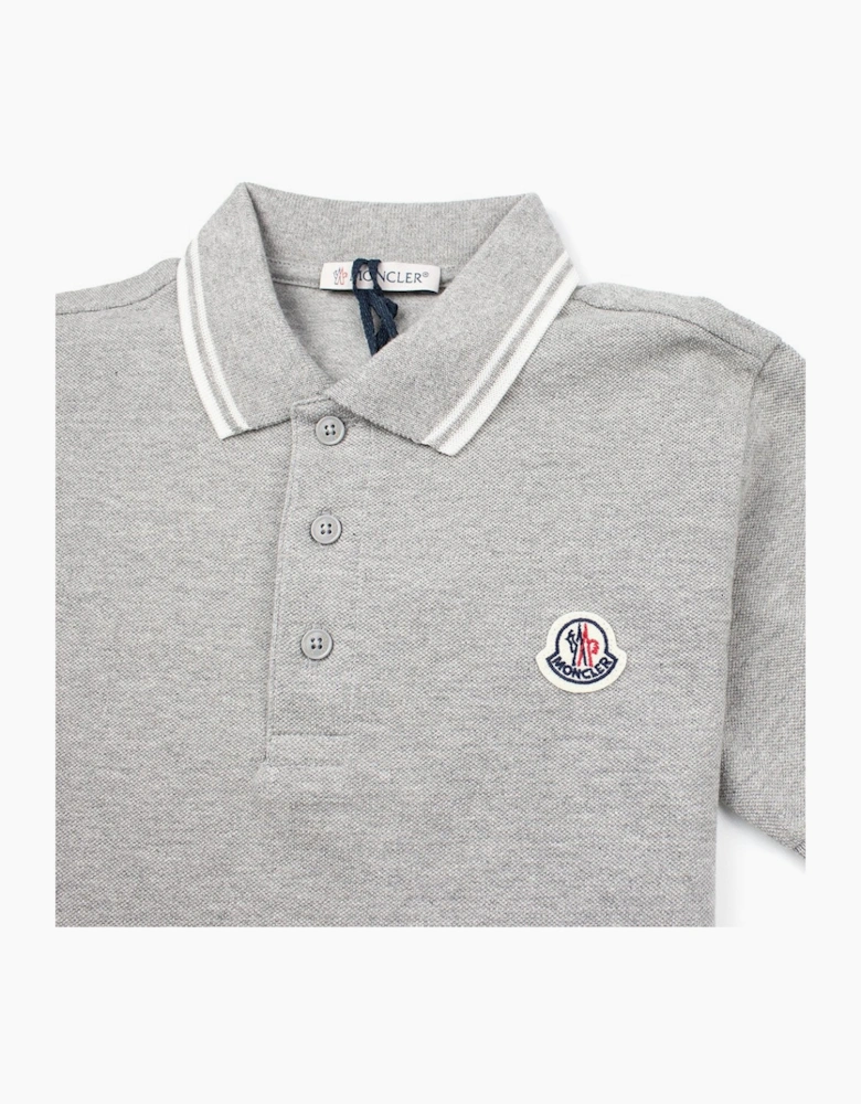 Moncler Junior Twin Tipped Short Sleeve Polo Grey/White