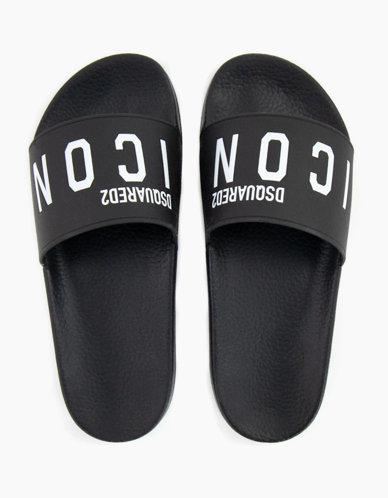Dsquared2 Be Icon Rubber Sliders Black