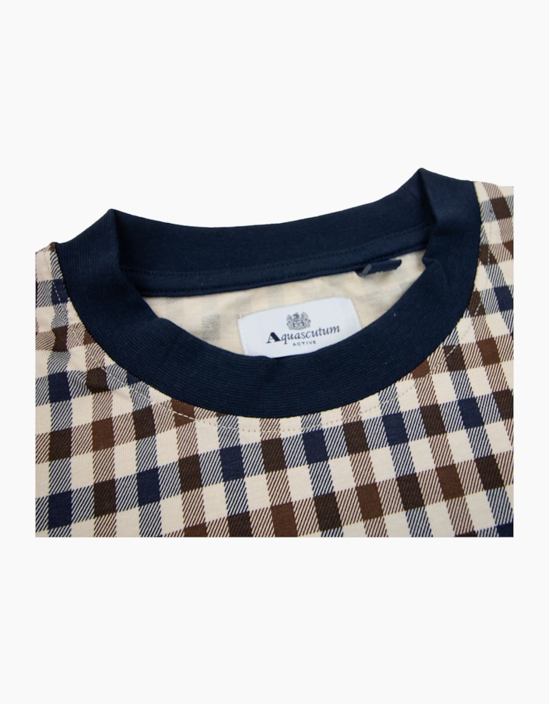 Aquascutum Active Club Check T Shirt Navy Trim
