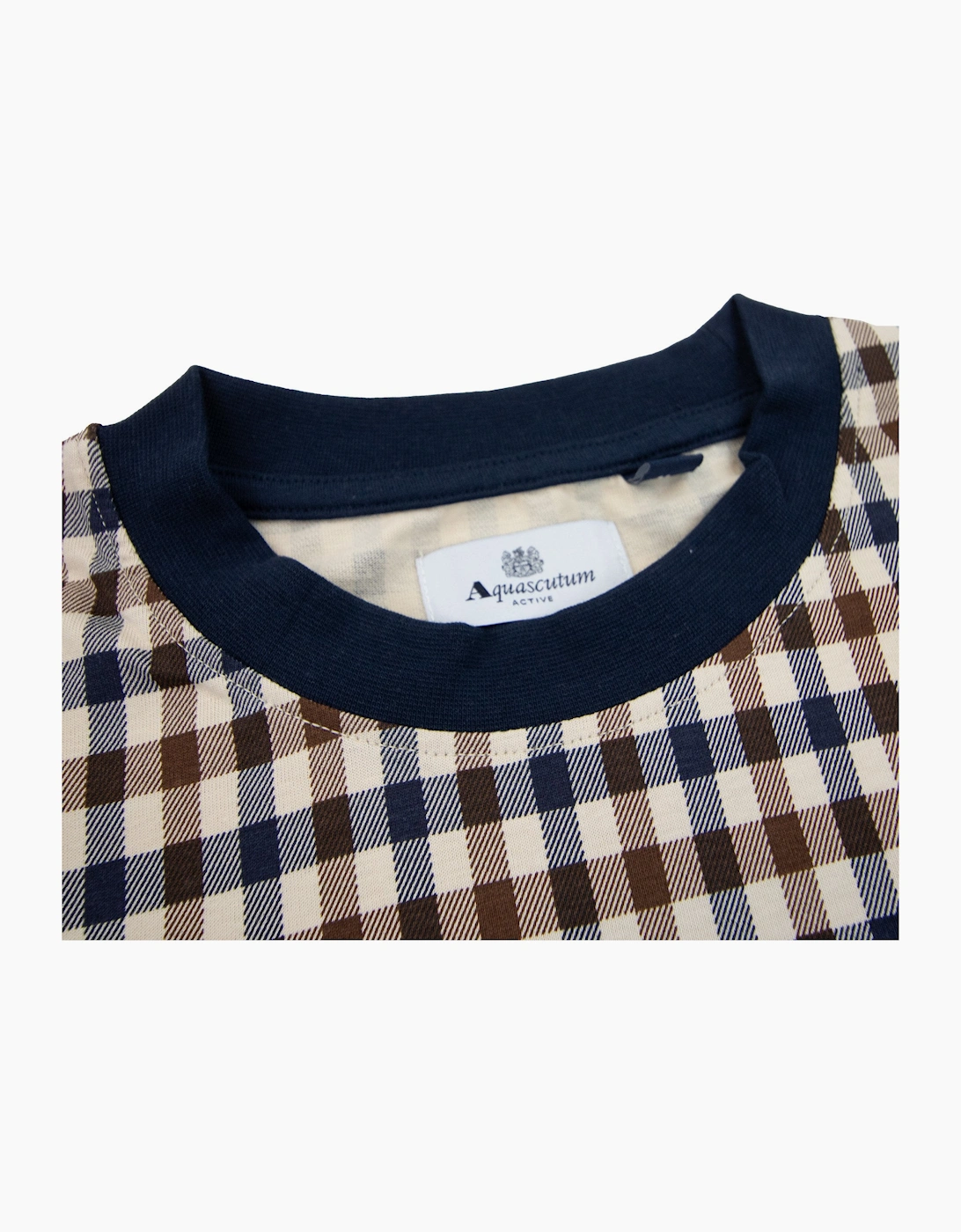 Aquascutum Active Club Check T Shirt Navy Trim