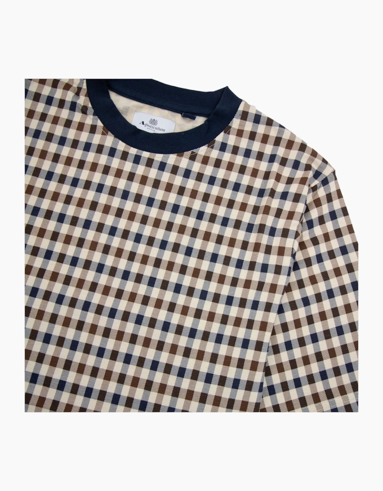 Aquascutum Active Club Check T Shirt Navy Trim