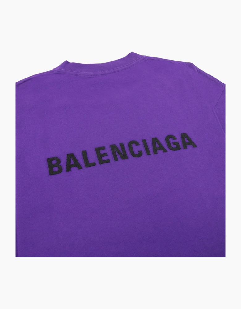 Balenciaga Embroidered Medium Fit Logo T Shirt Purple 5162
