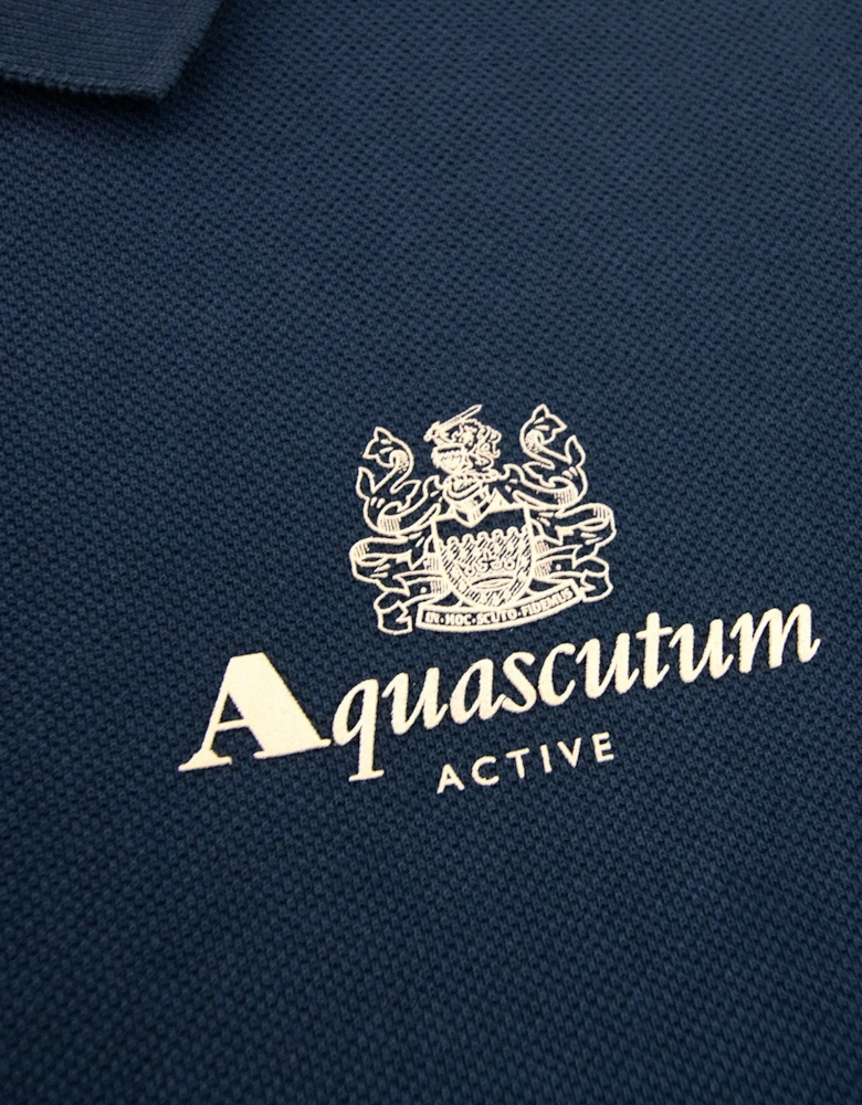 Aquascutum Active Pique Logo Polo Navy