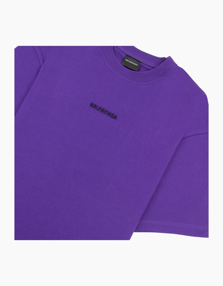 Balenciaga Embroidered Medium Fit Logo T Shirt Purple 5162