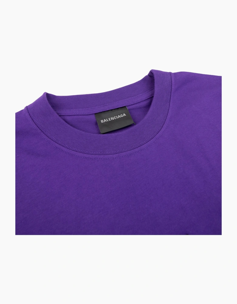 Balenciaga Embroidered Medium Fit Logo T Shirt Purple 5162