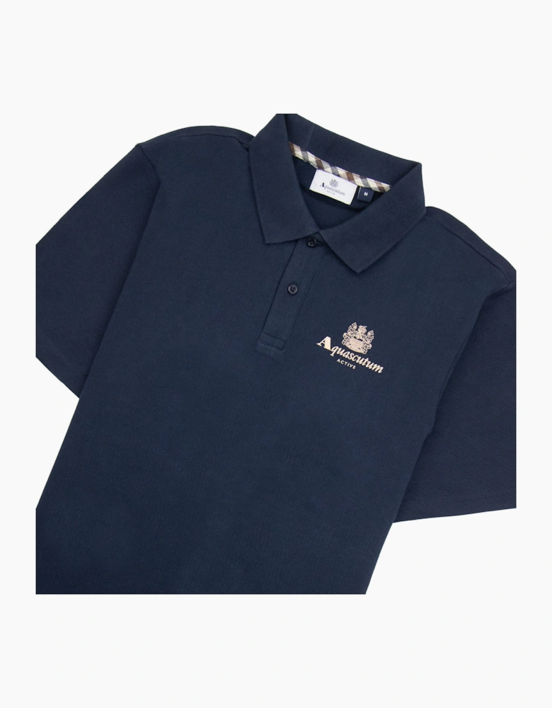 Aquascutum Active Pique Logo Polo Navy