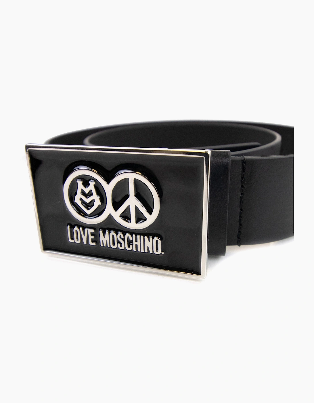 Love Moschino Gloss Peace Sign Buckle Belt Black 9902