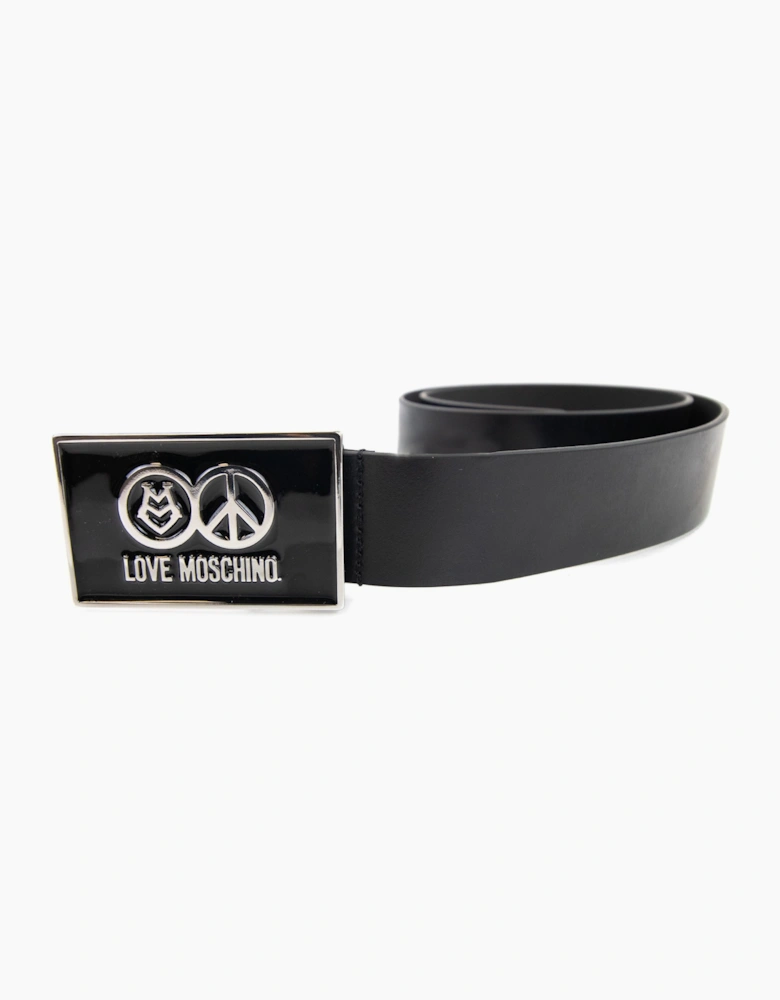 Love Moschino Gloss Peace Sign Buckle Belt Black 9902