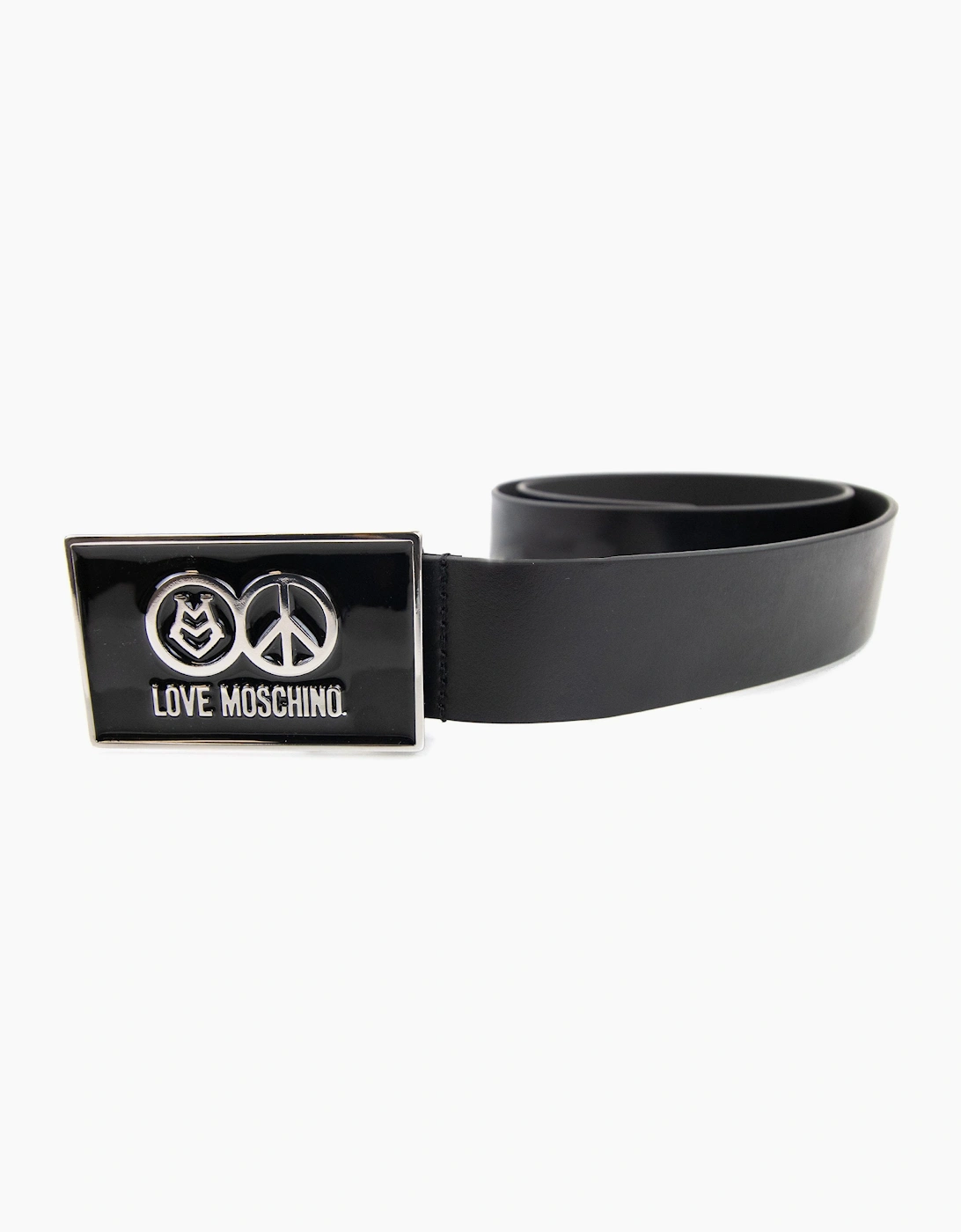 Love Moschino Gloss Peace Sign Buckle Belt Black 9902
