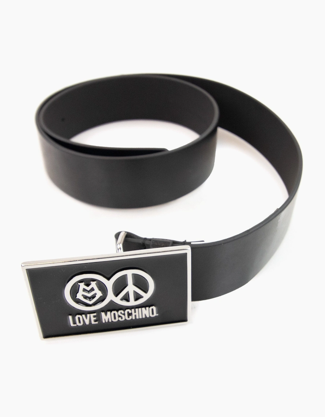 Love Moschino Gloss Peace Sign Buckle Belt Black 9902