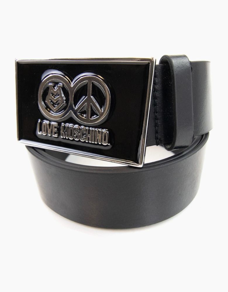 Love Moschino Gloss Peace Sign Buckle Belt Black 9902