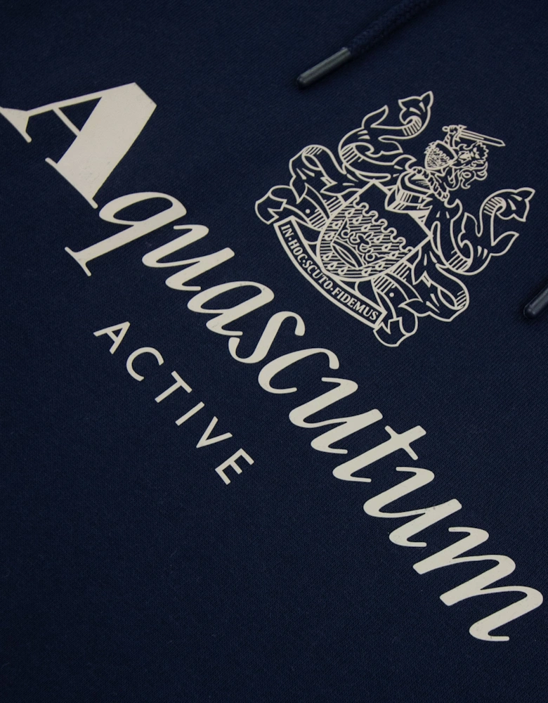 Aquascutum Active Big Logo Hoodie Navy