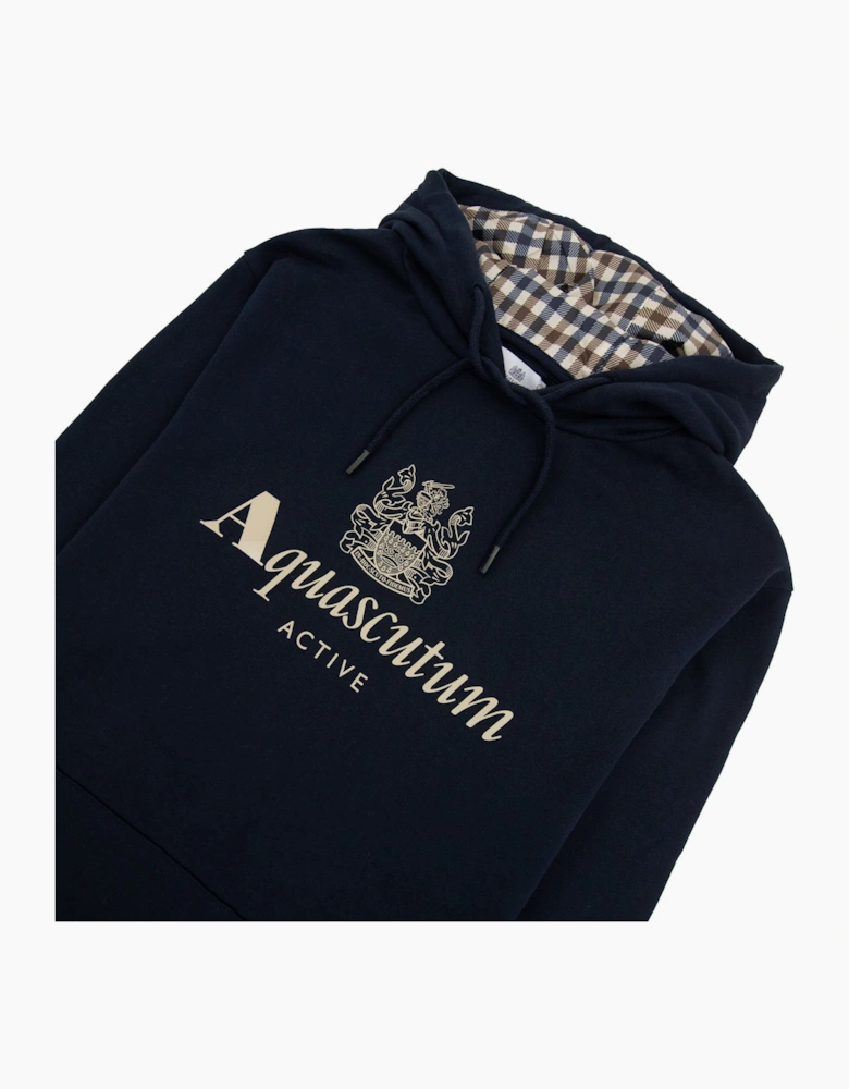 Aquascutum Active Big Logo Hoodie Navy