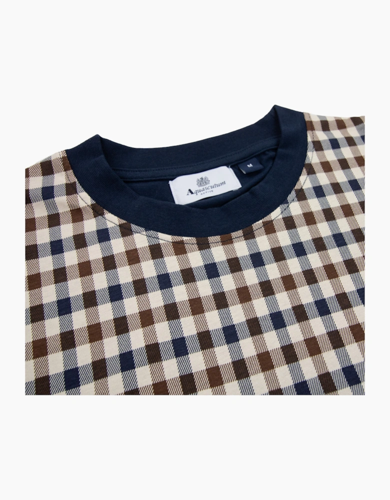 Aquascutum Active Side Club Check T Shirt Navy