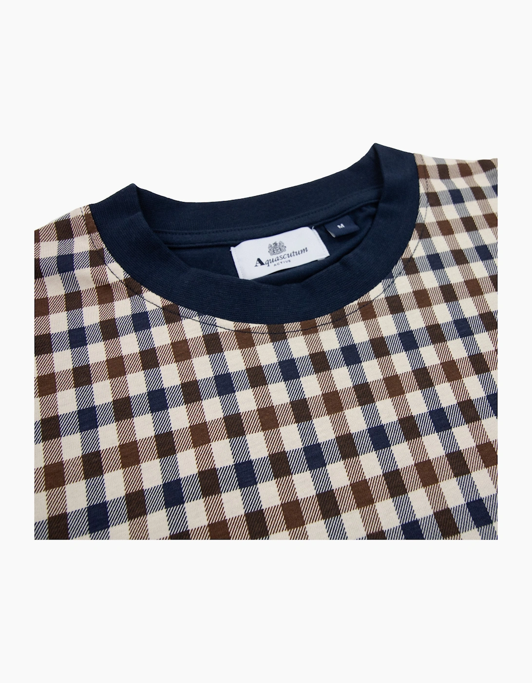 Aquascutum Active Side Club Check T Shirt Navy