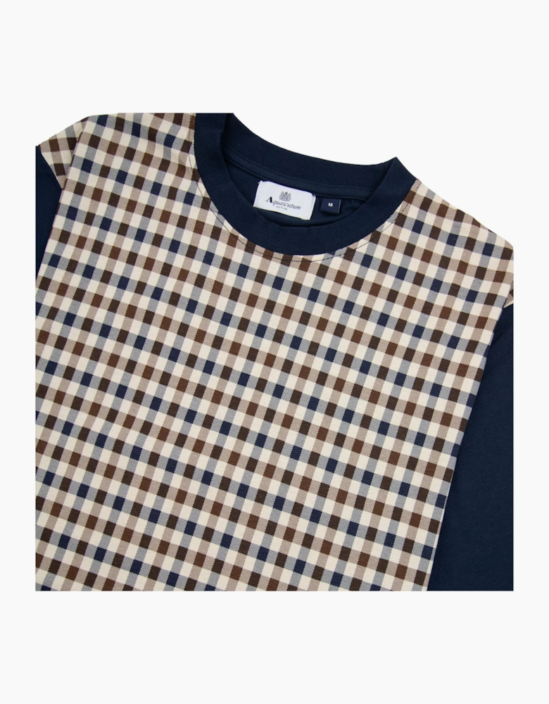 Aquascutum Active Side Club Check T Shirt Navy