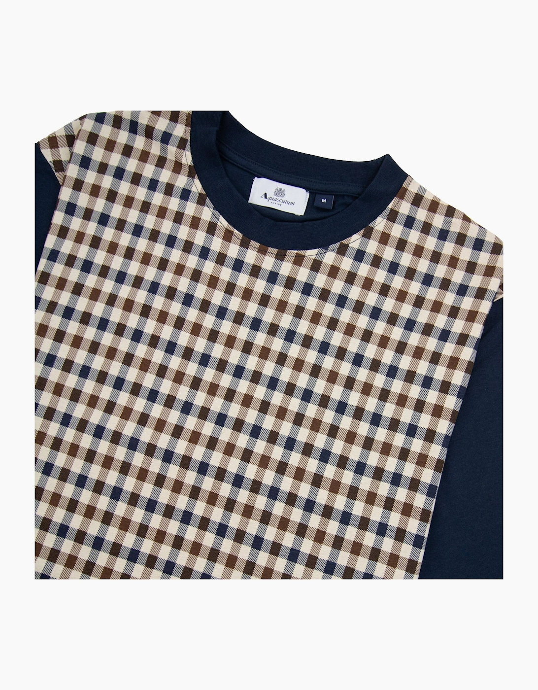Aquascutum Active Side Club Check T Shirt Navy