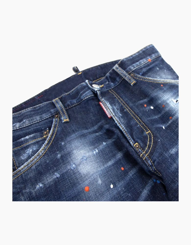 Dsquared2 Dark Ripped Red & Blue Spots Wash Cool Guy Jeans Denim 470