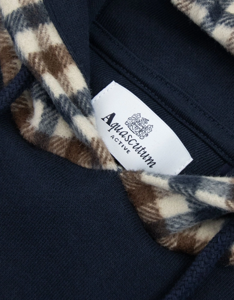 Aquascutum Active Club Check Merino Hoodie Navy
