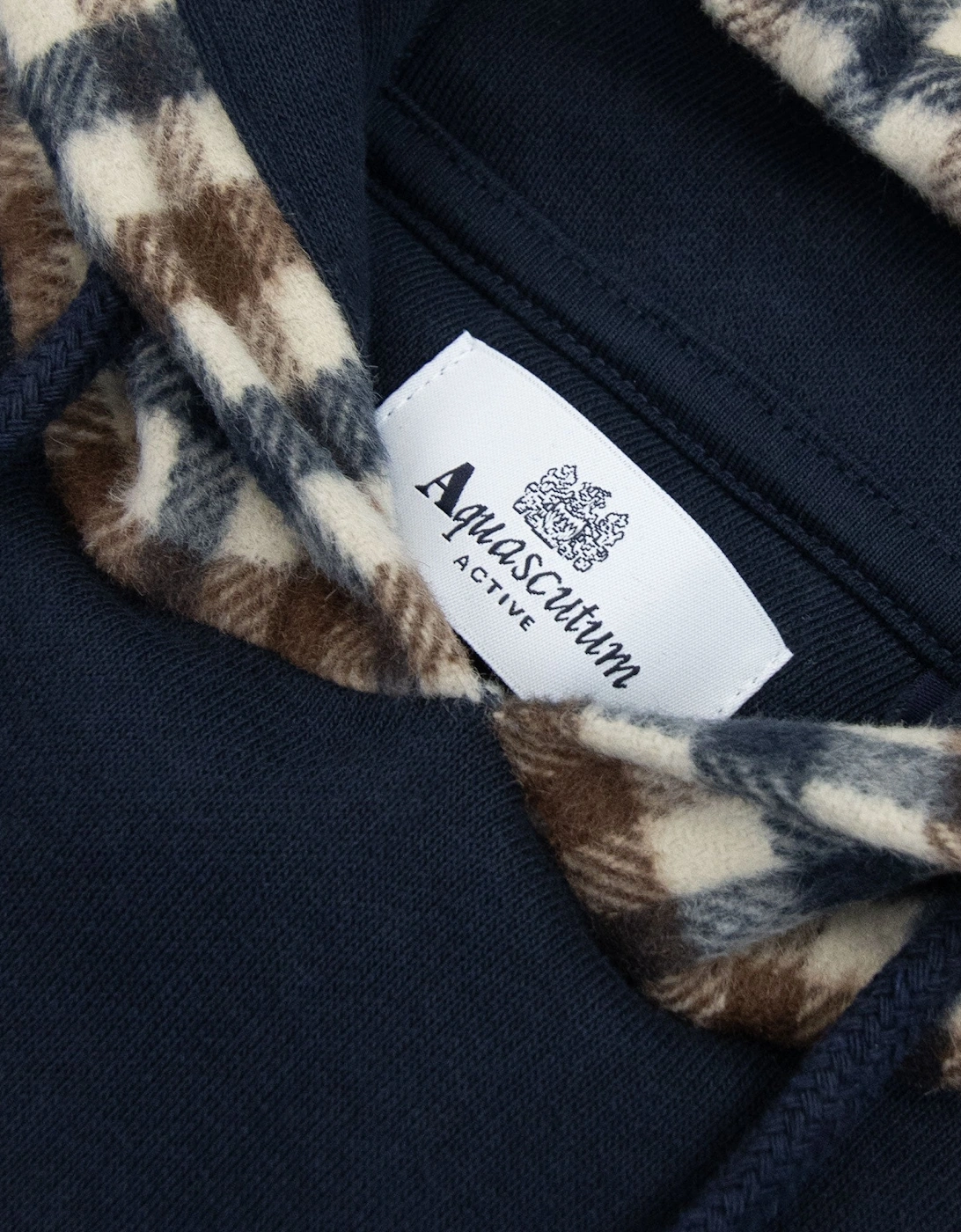 Aquascutum Active Club Check Merino Hoodie Navy