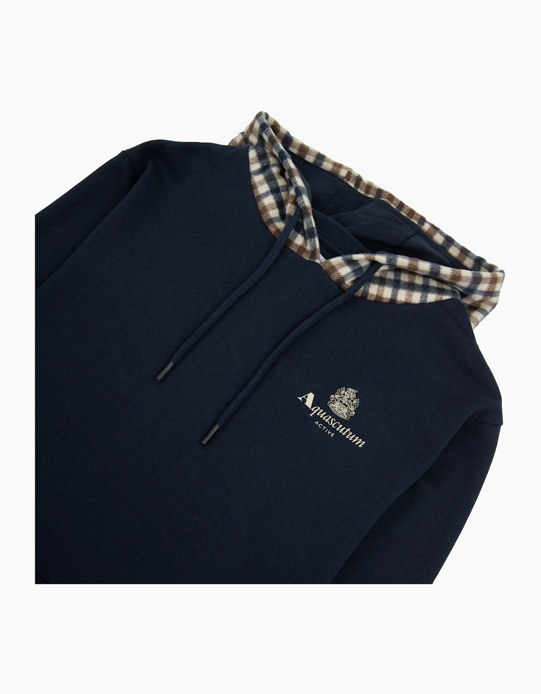 Aquascutum Active Club Check Merino Hoodie Navy