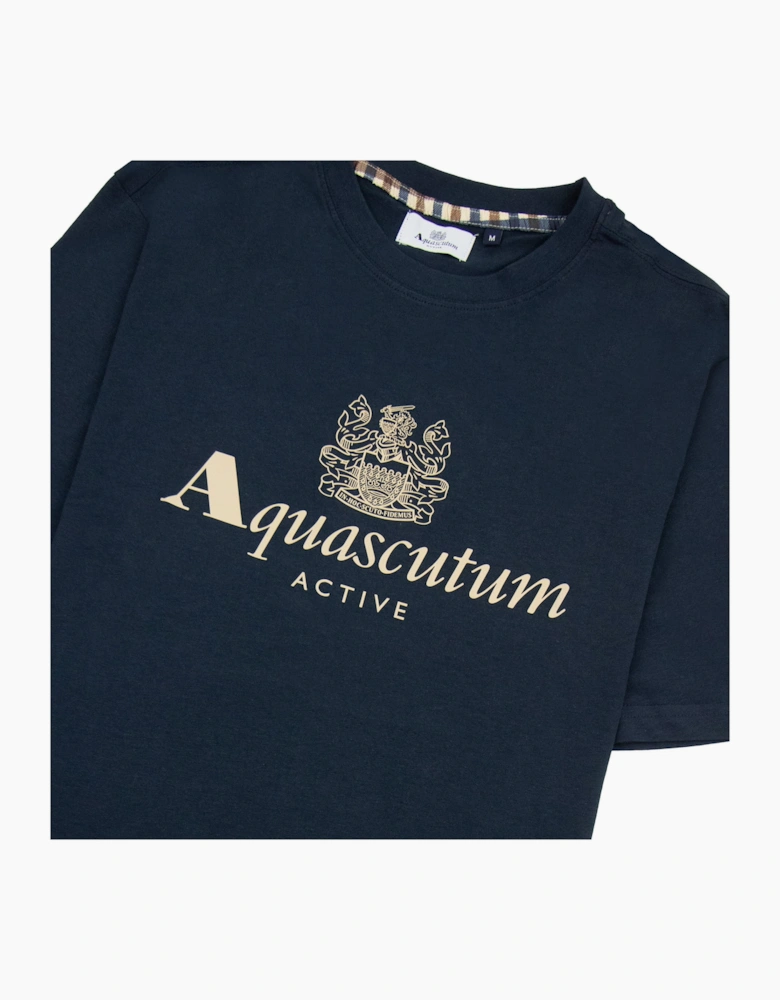 Aquascutum Active Big Logo T Shirt Navy