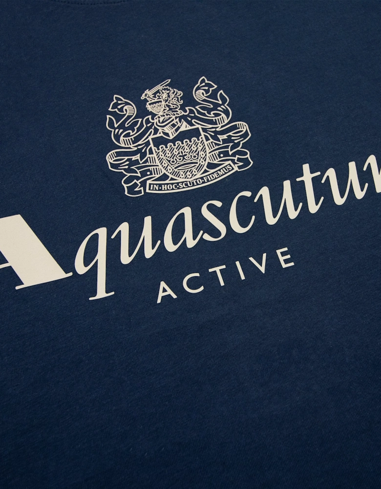 Aquascutum Active Big Logo T Shirt Navy