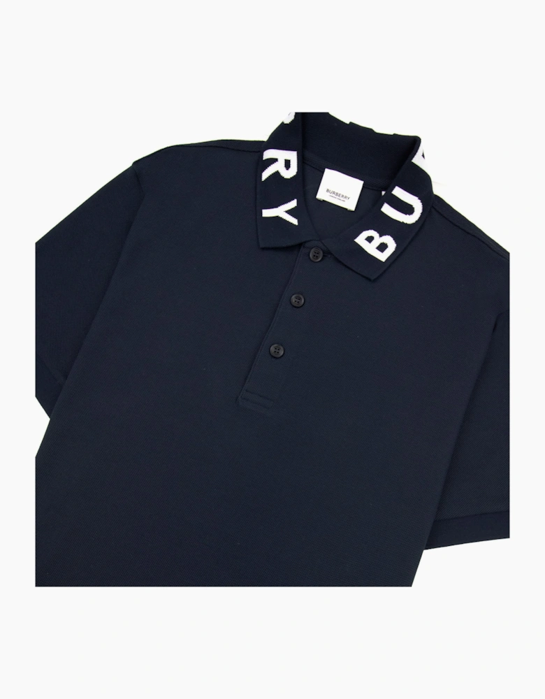 Burberry Ryland Block Collar Writing Polo Navy