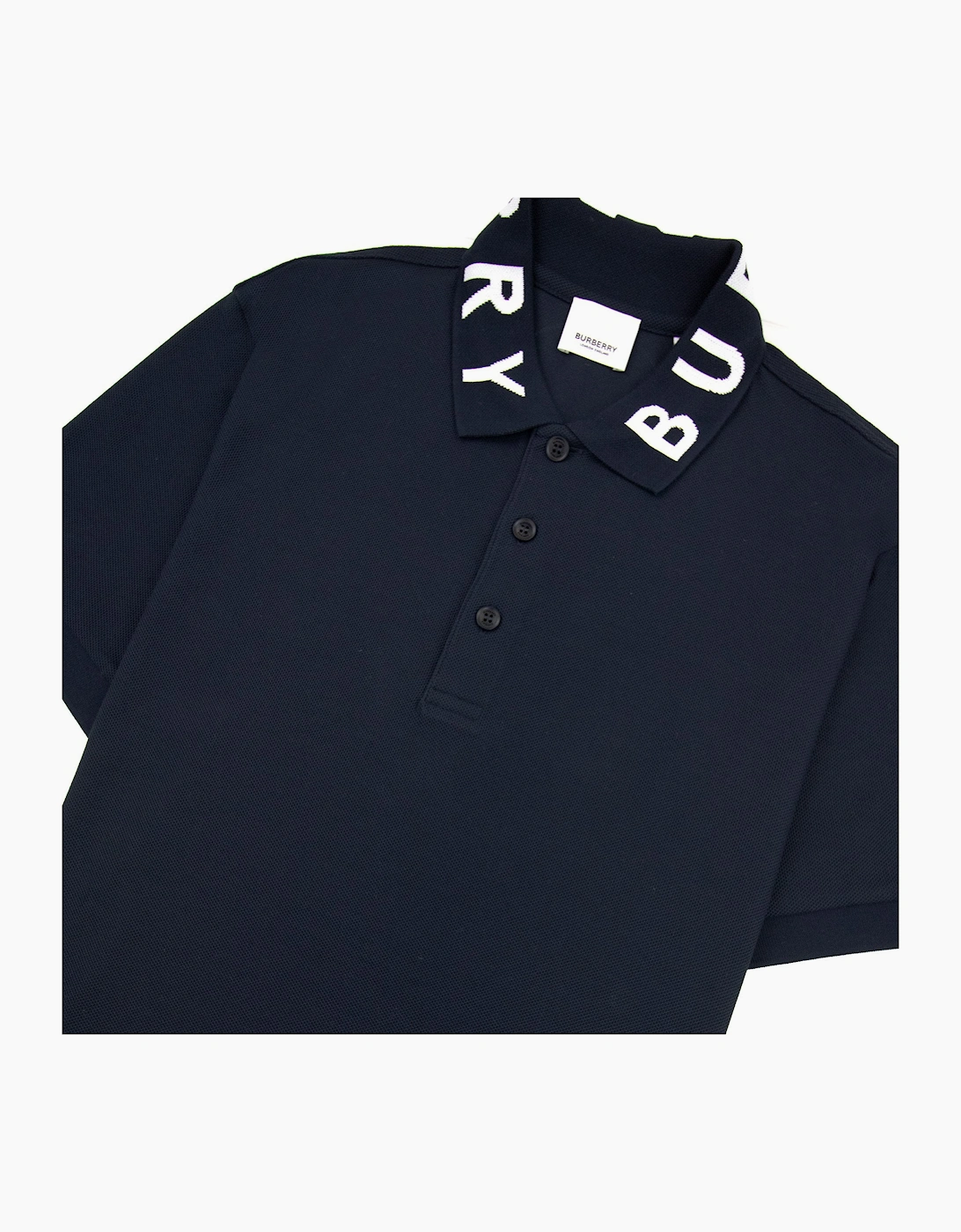 Burberry Ryland Block Collar Writing Polo Navy