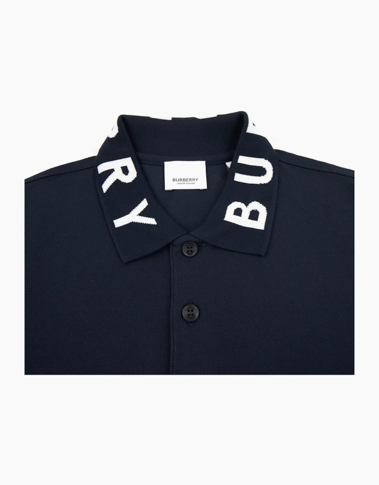 Burberry Ryland Block Collar Writing Polo Navy
