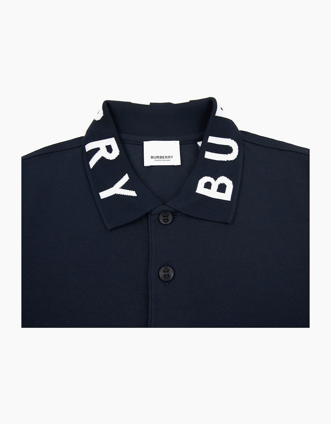 Burberry Ryland Block Collar Writing Polo Navy