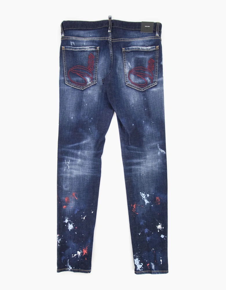 Dsquared2 Dark Splater Wash Cool Guy Jeans Navy Blue 470
