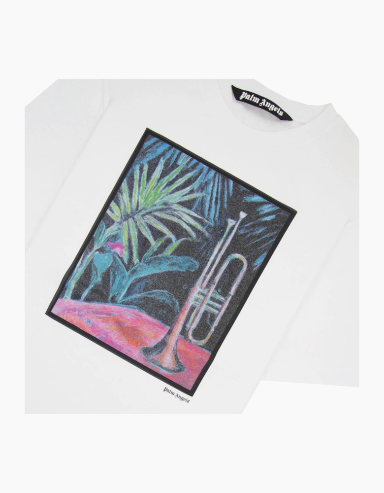 Palm Angels Oil On Canvas Regular Fit T Shirt White Multi