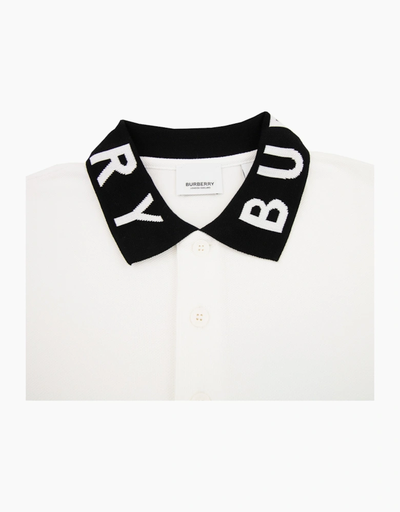 Burberry Ryland Block Collar Writing Polo White