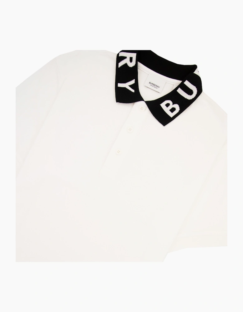 Burberry Ryland Block Collar Writing Polo White