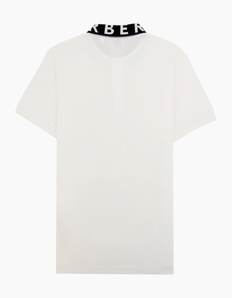 Burberry Ryland Block Collar Writing Polo White